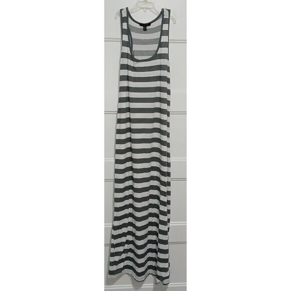 U2B Striped Maxi Dress White And Gray Size Medium Sleeveless - Picture 4 of 6